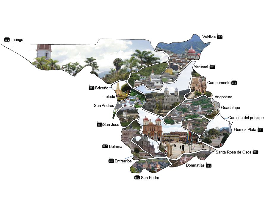 Mapa Norte de Antioquia y emisoras